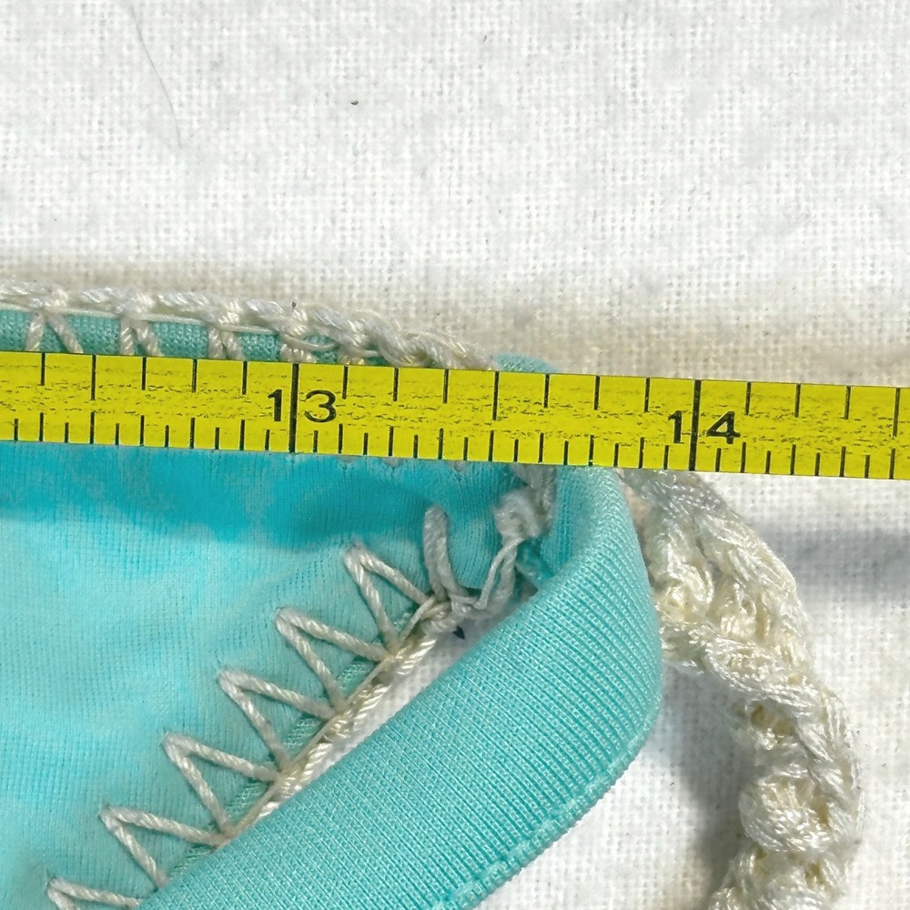 00s Vintage Victoria's Secret Turquoise Crochet Trim Side Tie Bikini Bottom M - Picture 4 of 5
